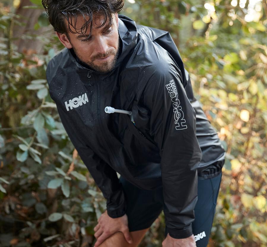 Hoka One One Mens Jackets - GORE-TEX Shakedry™ Run - Black - GJVC32589
